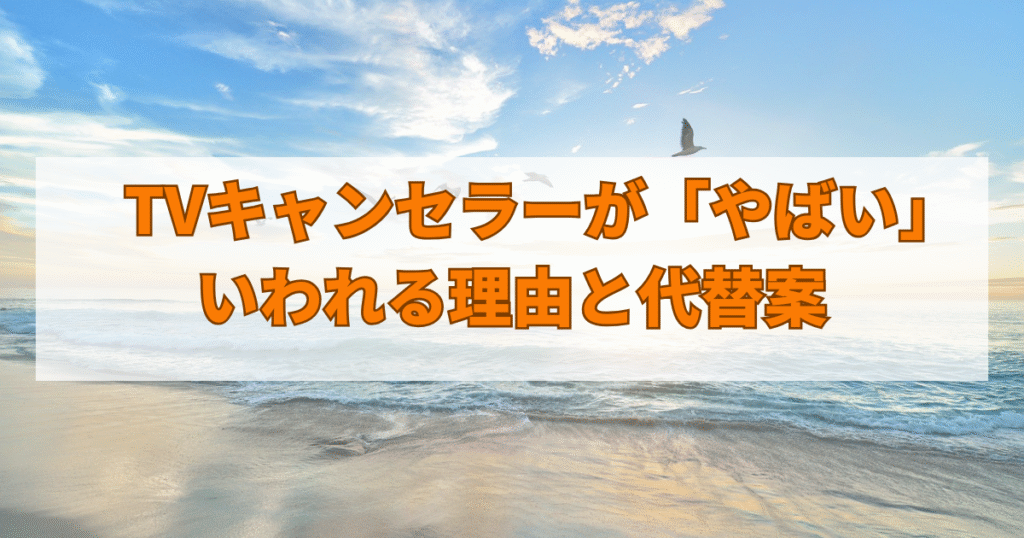 TVキャンセラーが「やばい」といわれる理由と代替案