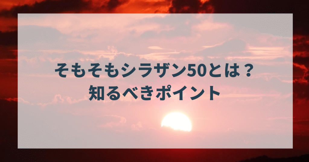 そもそもシラザン50とは？知るべきポイント