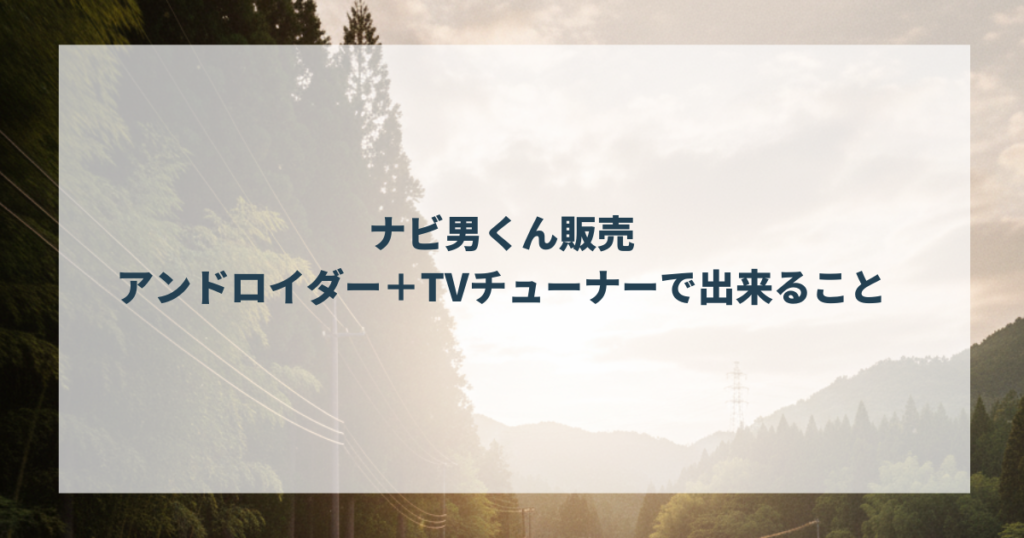 ナビ男くん販売のアンドロイダー＋TVチューナーで出来ること