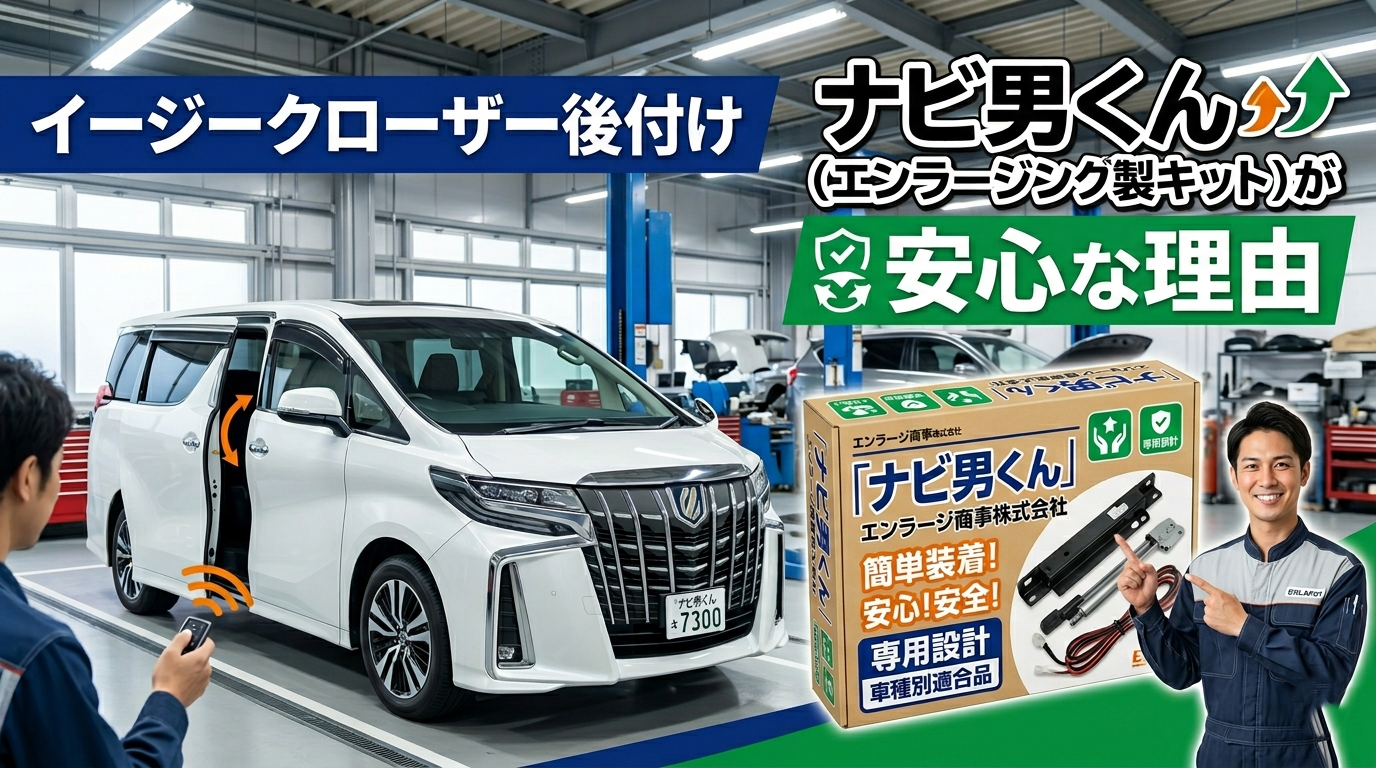 イージークローザー後付け｜オートバックスでできる？ナビ男くん（エンラージ製キット）が安心な理由