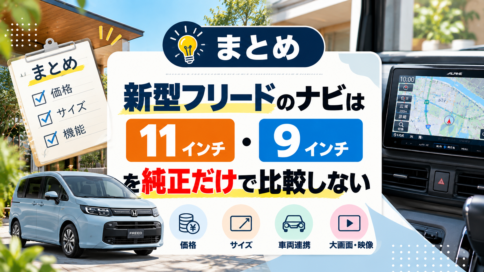 まとめ｜新型フリードのナビは11インチ・9インチを純正だけで比較しない